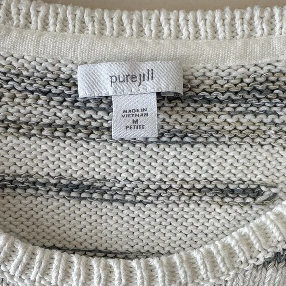 J. Jill Striped Women's Sweater - White and Gray - Picture 2 of 11